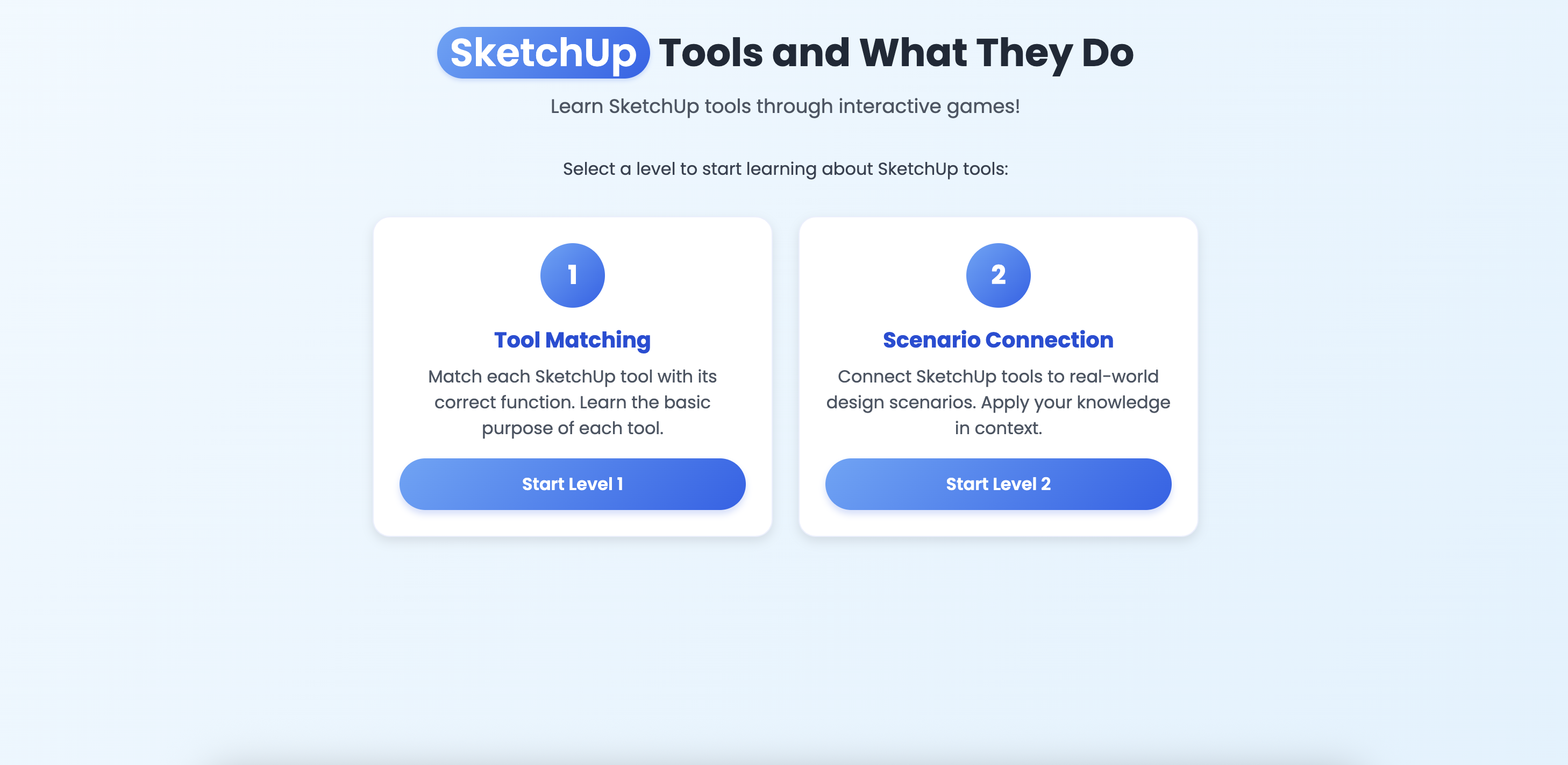 Screenshot of SketchUp Matching Game