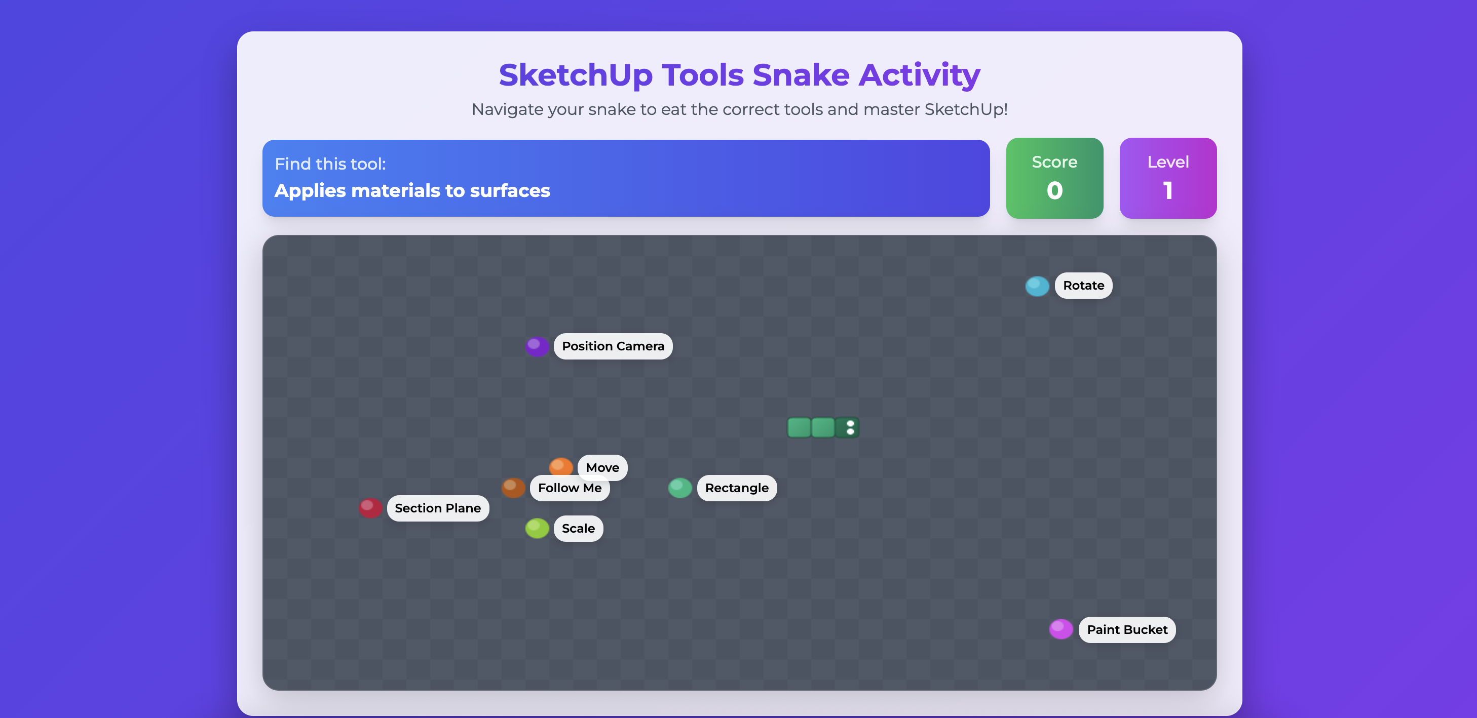 Screenshot of SketchUp Snake Game