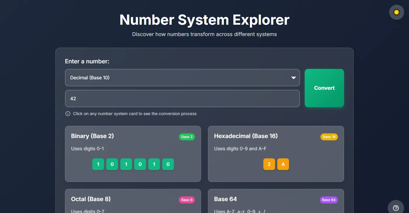 Screenshot of Number Systems Explorer