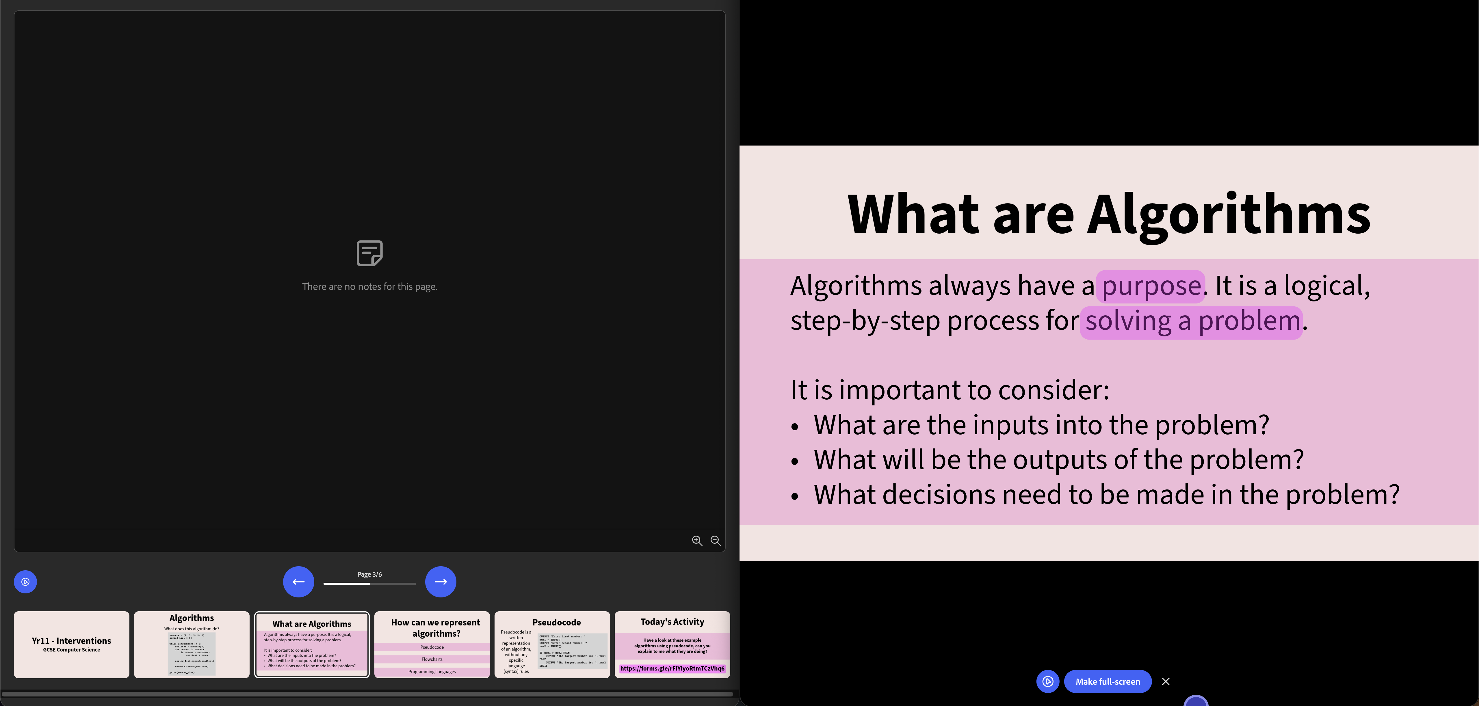 A screenshot of the Adobe Express presenter view.